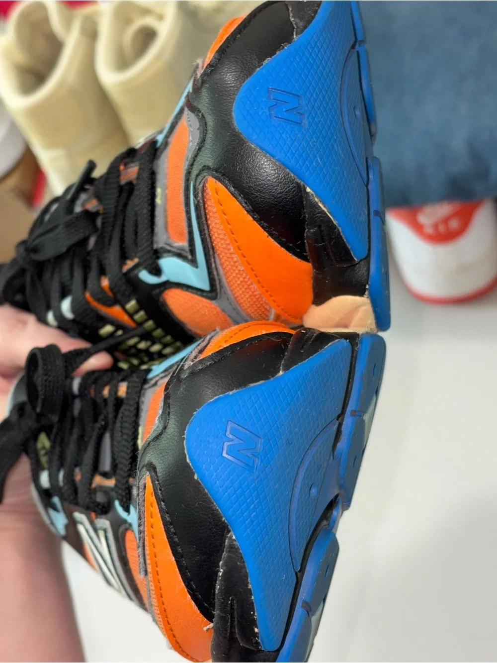 New Balance Kids Bright Orange & Light Blue Athletic Sneakers